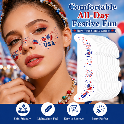 Patriotic Face Temporary Tattoos