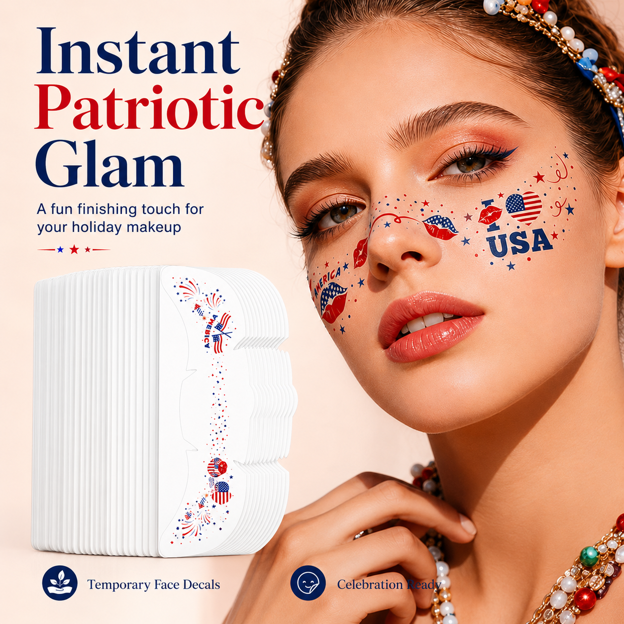 Patriotic Face Temporary Tattoos