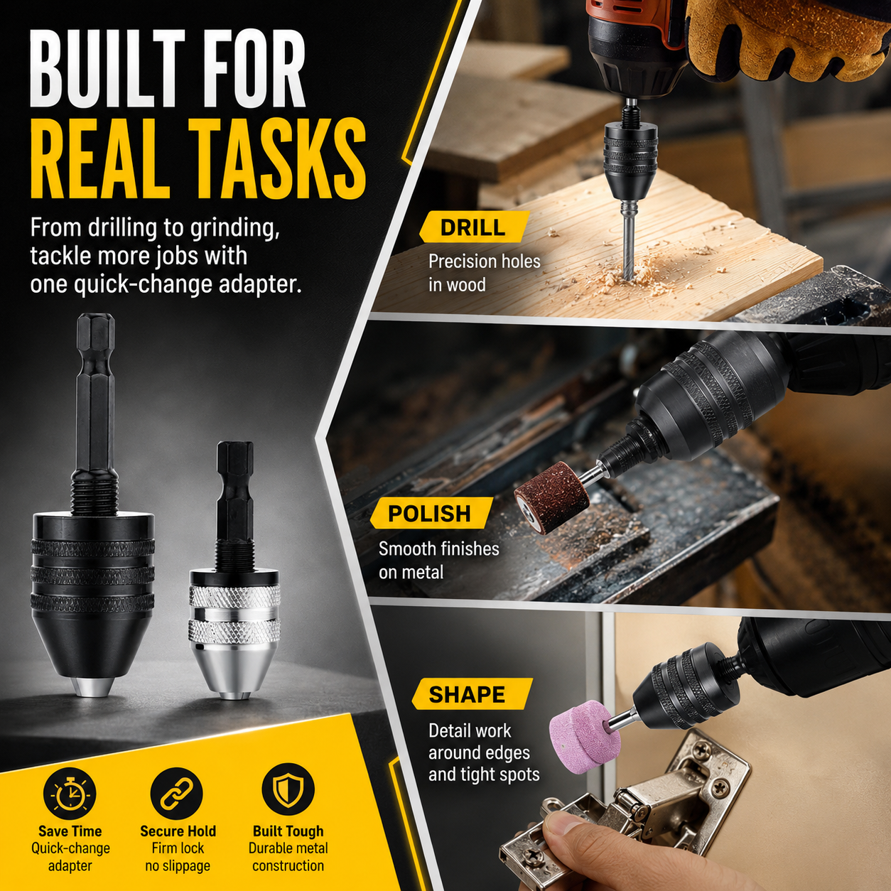🔩 Keyless Chuck Adapter Set – Turn Any Driver into a Precision Drill