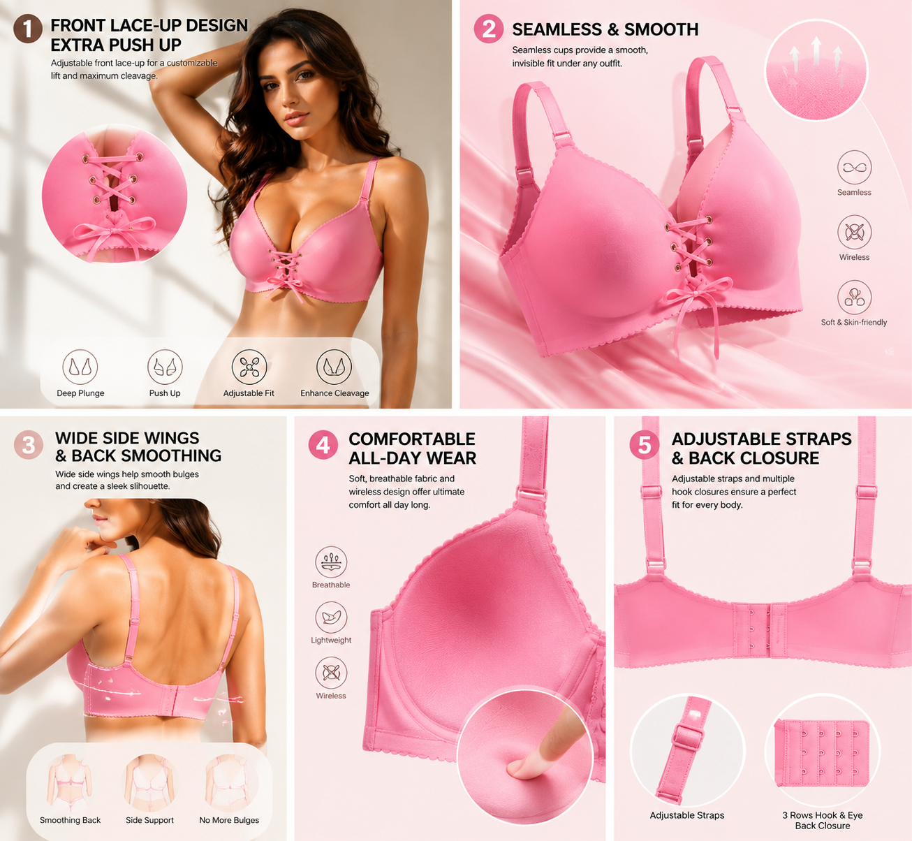 💖LIMITED SALE 50% OFF💖Drawstring Push-Up Bra– Instant Lift & Cleavage