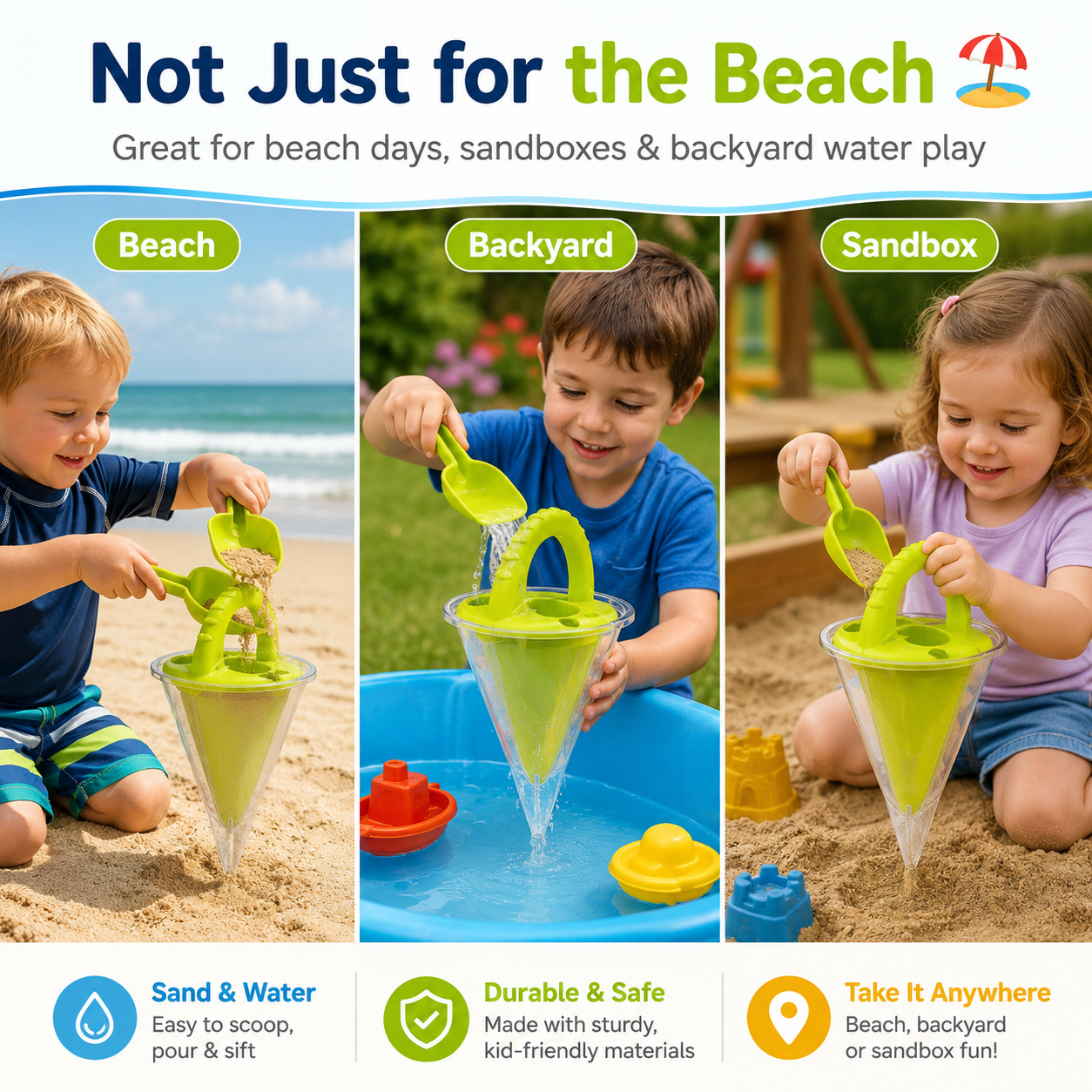 🏖️ Kids Sand & Water Funnel Toy with Sifting Shovel – Keeps Kids Busy All Afternoon 🌊