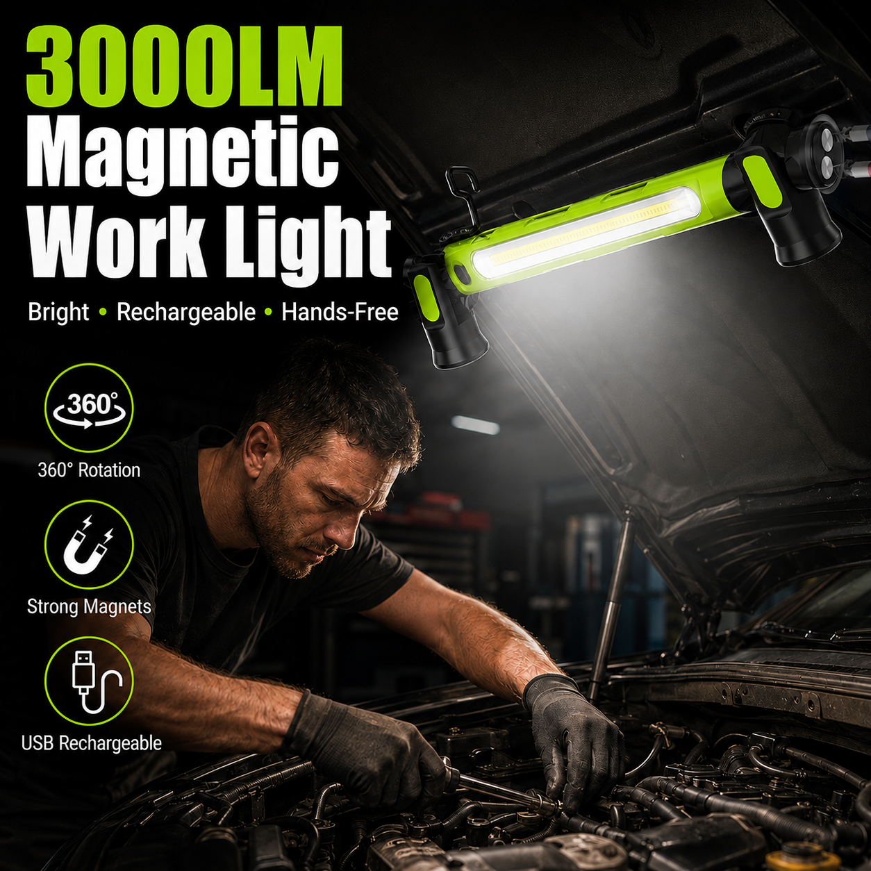 🔧FATHER'S DAY SALE 50% OFF💡 3000LM Cordless Under Hood Work Light