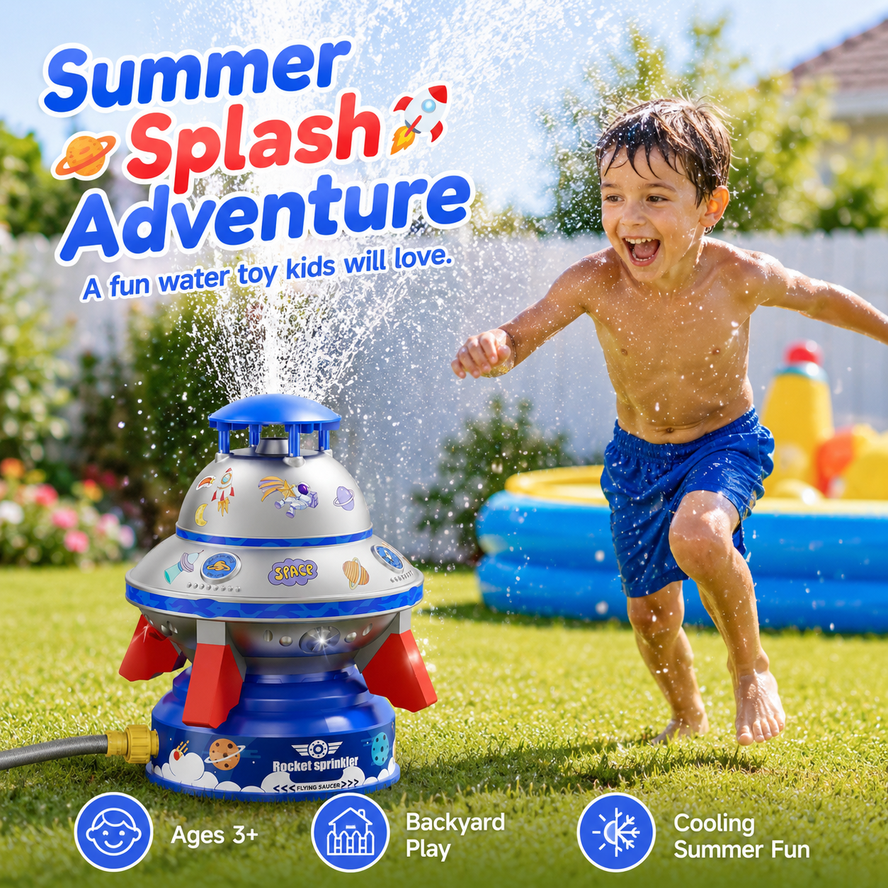 🌈50% OFF TODAY🚀 Spinning UFO Water Sprinkler with Lights