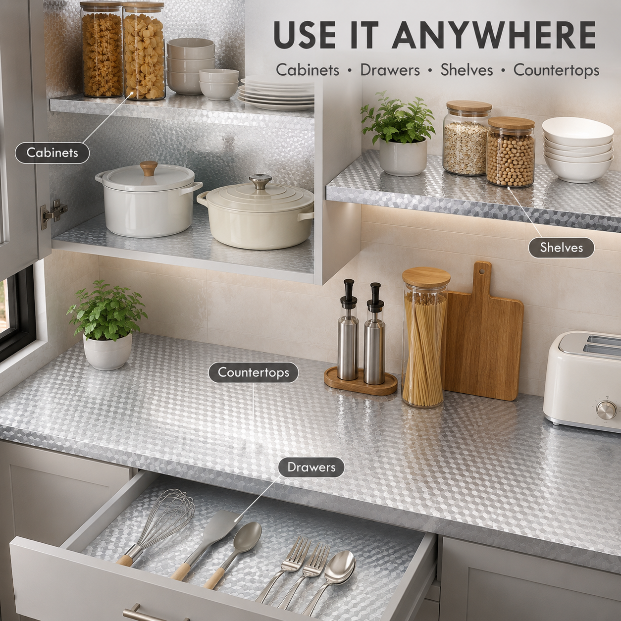 💧Oil-Proof & Waterproof✨ Easy-Clean Kitchen Wallpaper