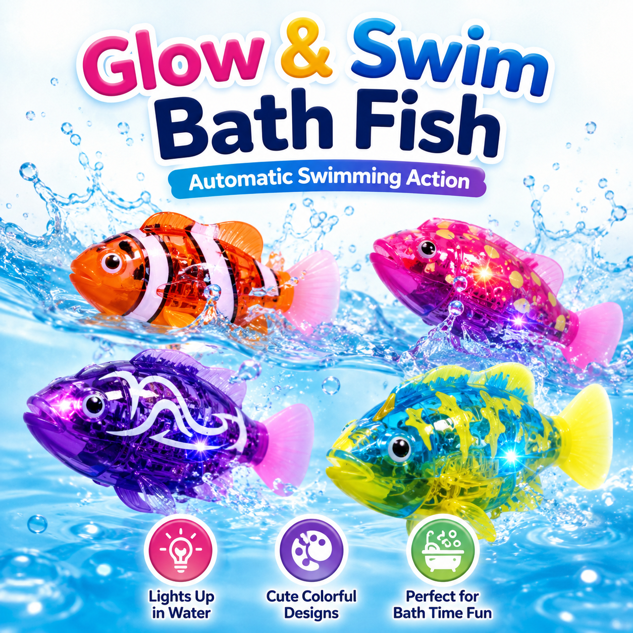 🔥 Only $1.99 Each! Magic LED Swimming Fish Toy – Make Bath Time Fun & Tear-Free
