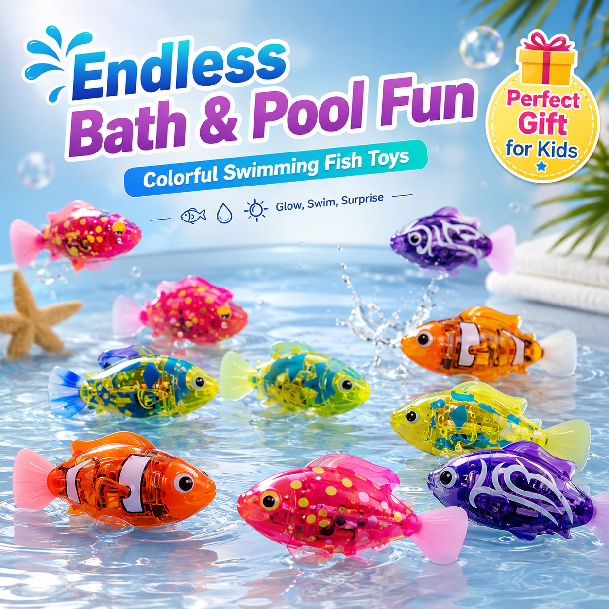 🔥 Only $1.99 Each! Magic LED Swimming Fish Toy – Make Bath Time Fun & Tear-Free