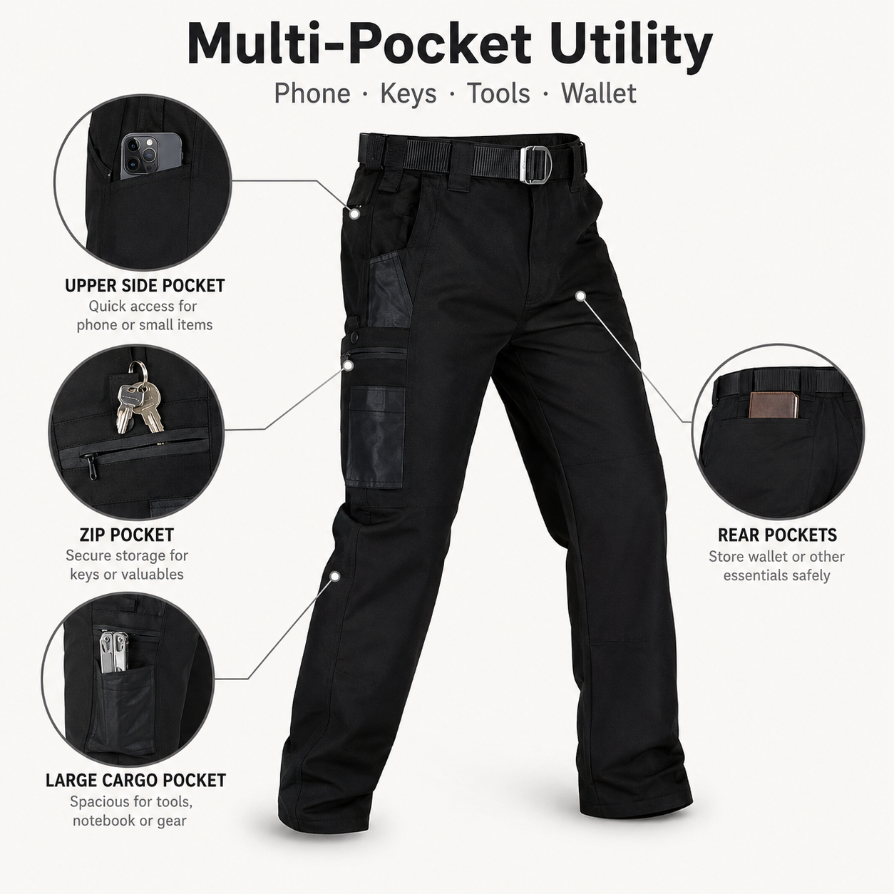 💪Men’s Waterproof Tactical Work Pants – Multi-Pocket Outdoor Hiking & Casual Pants👖