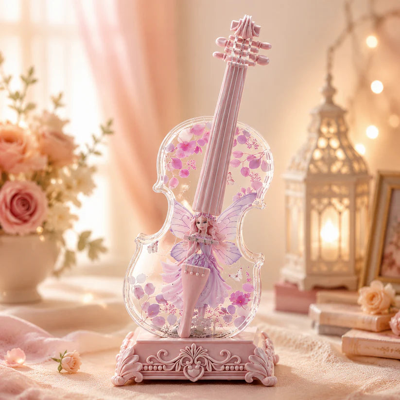 🎶Crystal Violin Music Box with Bluetooth & Snow Light