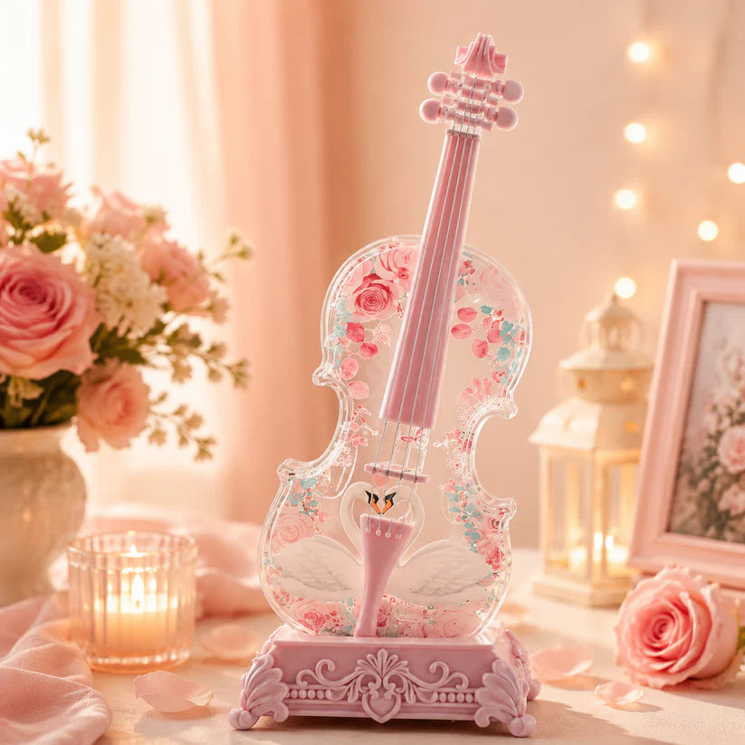 🎶Crystal Violin Music Box with Bluetooth & Snow Light
