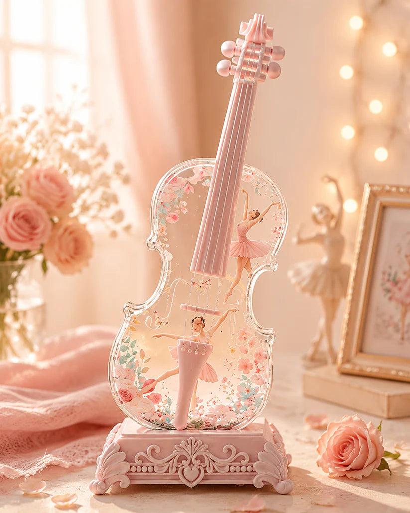 🎶Crystal Violin Music Box with Bluetooth & Snow Light