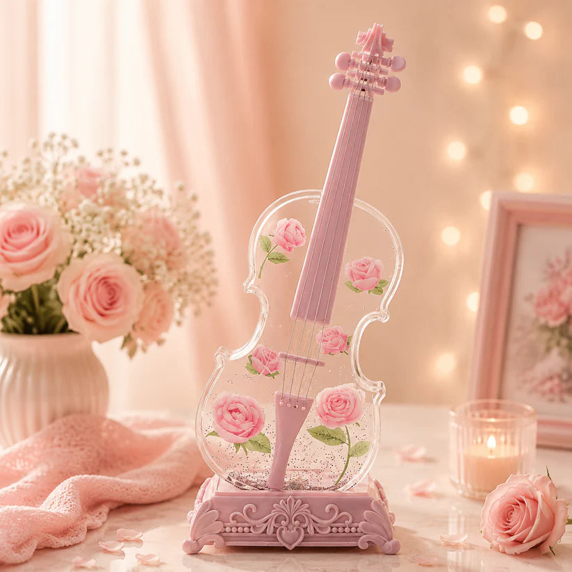 🎶Crystal Violin Music Box with Bluetooth & Snow Light