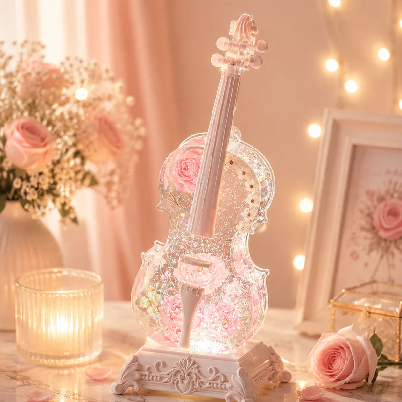 🎶Crystal Violin Music Box with Bluetooth & Snow Light