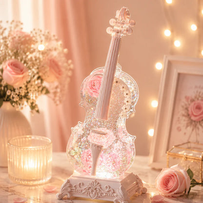 🎶Crystal Violin Music Box with Bluetooth & Snow Light