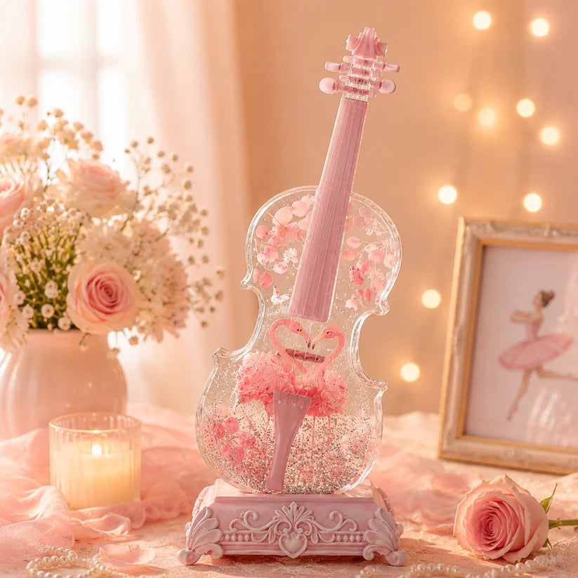 🎶Crystal Violin Music Box with Bluetooth & Snow Light