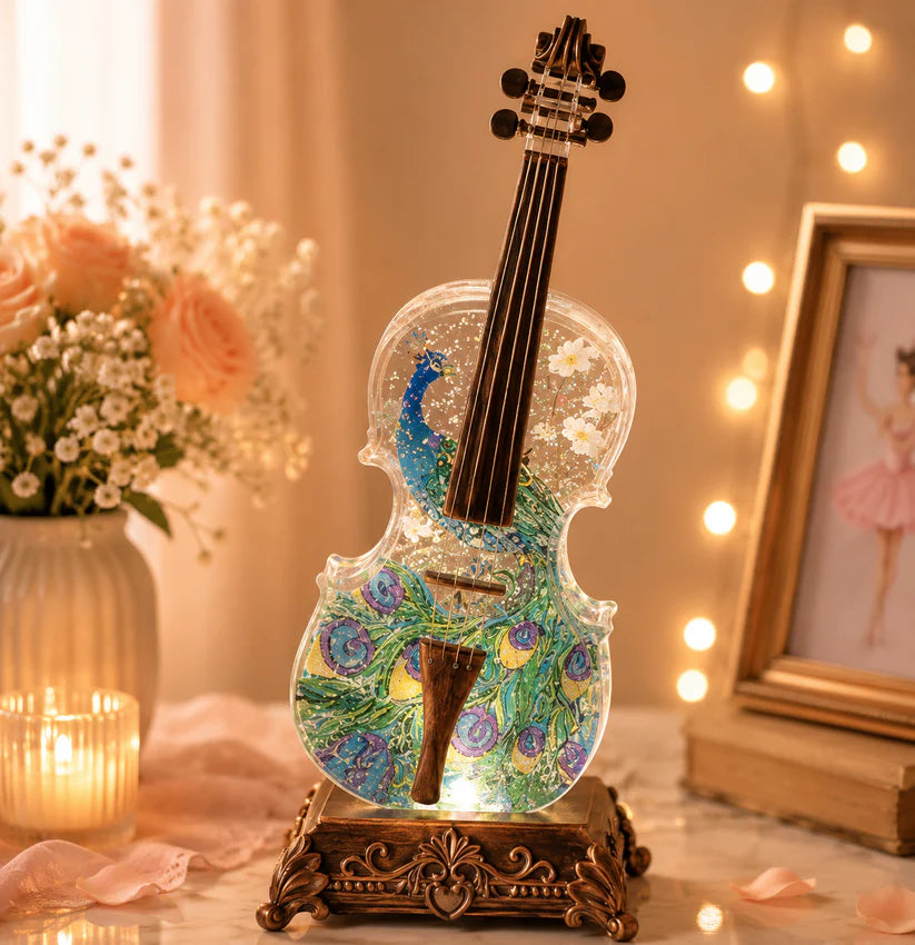 🎶Crystal Violin Music Box with Bluetooth & Snow Light