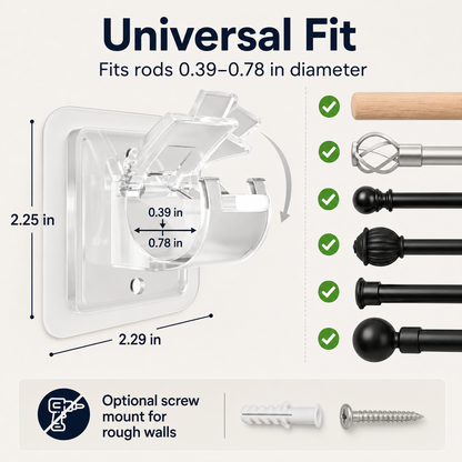 🔥50% OFF TODAY🏠 20-Pack No-Drill Curtain Rod Brackets