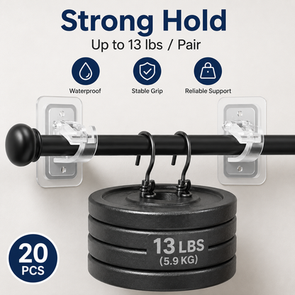 🔥50% OFF TODAY🏠 20-Pack No-Drill Curtain Rod Brackets