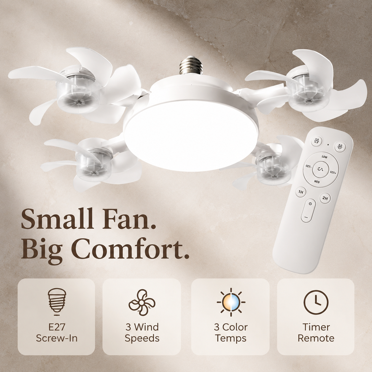 ❄️50% OFF TODAY💡 2-in-1 Ceiling Fan Light 🔧No Wiring • No Tools • Just Screw It In