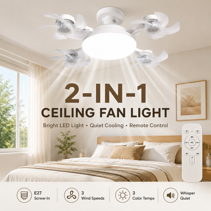 ❄️50% OFF TODAY💡 2-in-1 Ceiling Fan Light 🔧No Wiring • No Tools • Just Screw It In