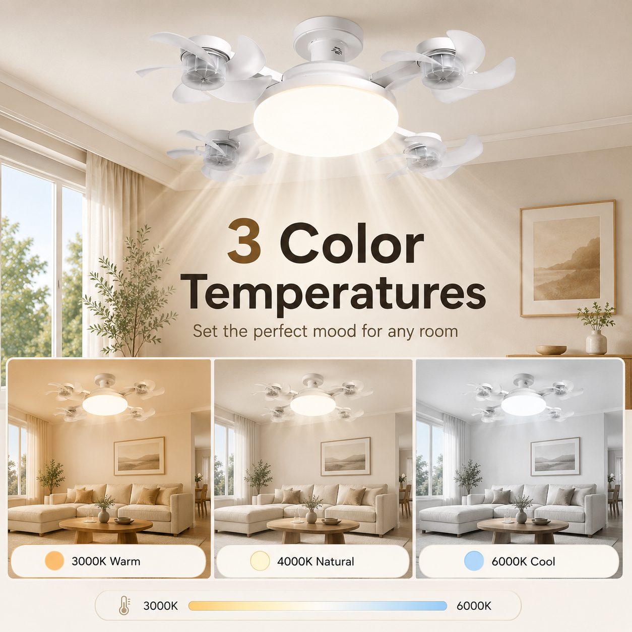 ❄️50% OFF TODAY💡 2-in-1 Ceiling Fan Light 🔧No Wiring • No Tools • Just Screw It In