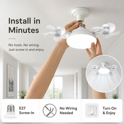 ❄️50% OFF TODAY💡 2-in-1 Ceiling Fan Light 🔧No Wiring • No Tools • Just Screw It In