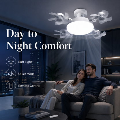 ❄️50% OFF TODAY💡 2-in-1 Ceiling Fan Light 🔧No Wiring • No Tools • Just Screw It In