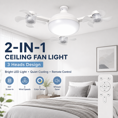 ❄️50% OFF TODAY💡 2-in-1 Ceiling Fan Light 🔧No Wiring • No Tools • Just Screw It In