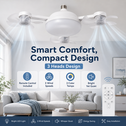 ❄️50% OFF TODAY💡 2-in-1 Ceiling Fan Light 🔧No Wiring • No Tools • Just Screw It In