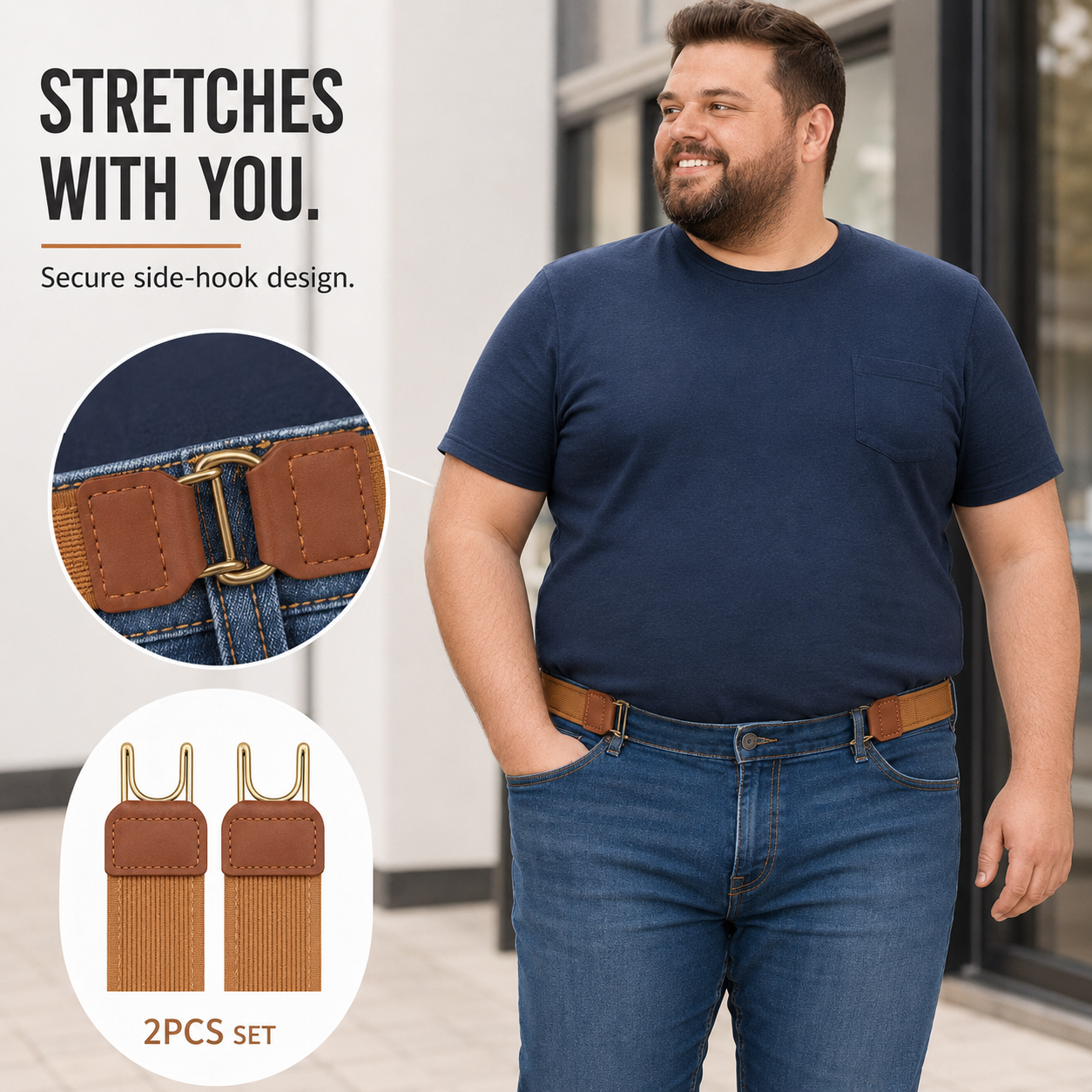 💥2PCS No Buckle Belt👖 Stretch Comfort All Day