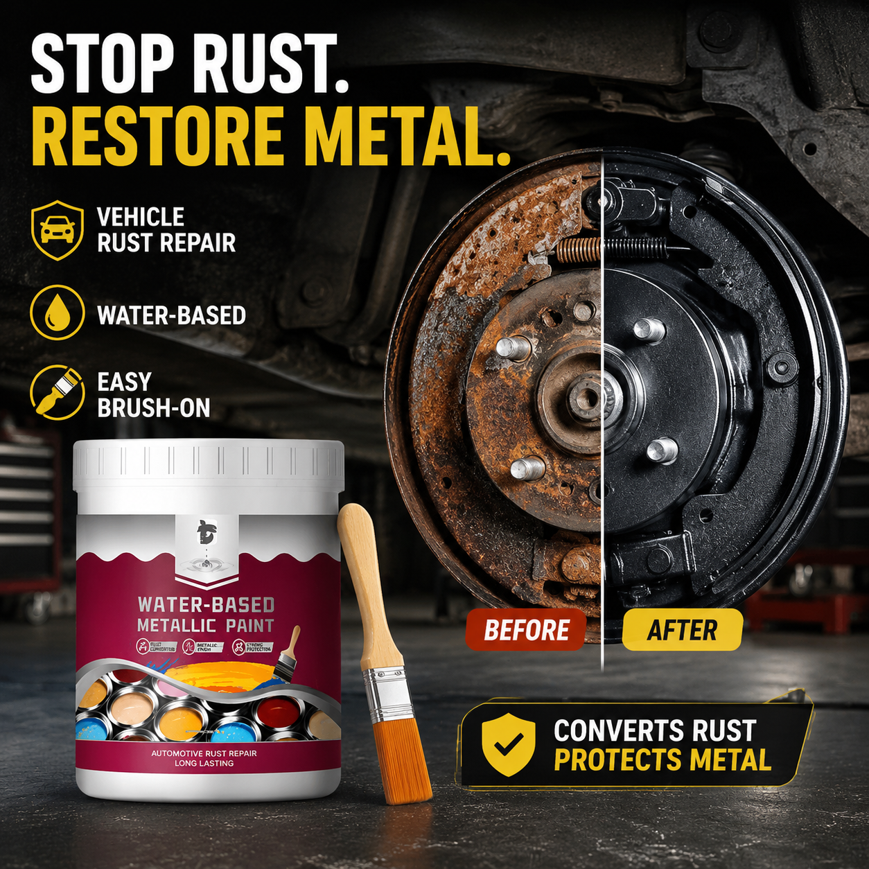 🔥Hot Sale 49% OFF🔥 Rust Converter & Metallic Paint – Stops Rust, Ready to Paint🛡️