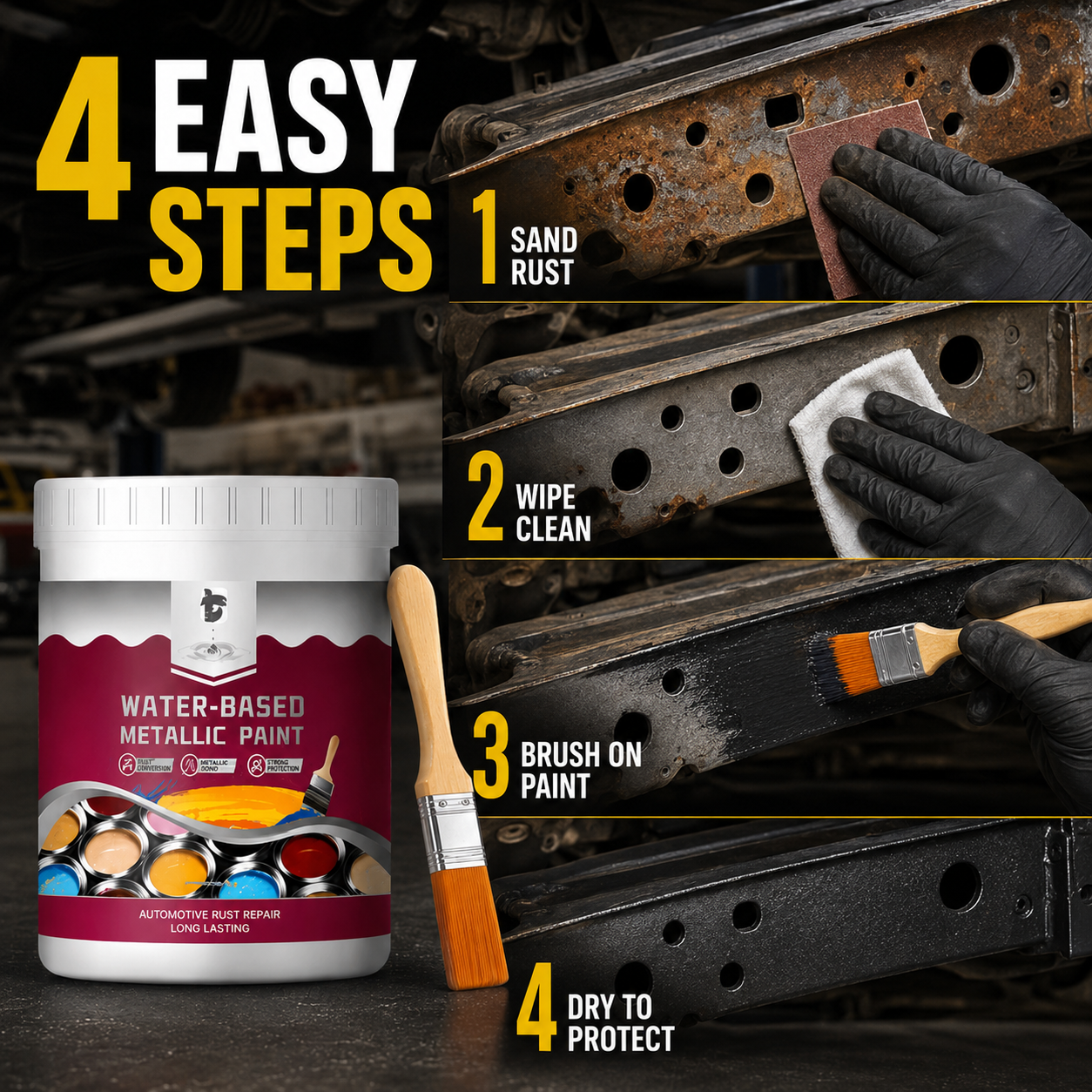 🔥Hot Sale 49% OFF🔥 Rust Converter & Metallic Paint – Stops Rust, Ready to Paint🛡️