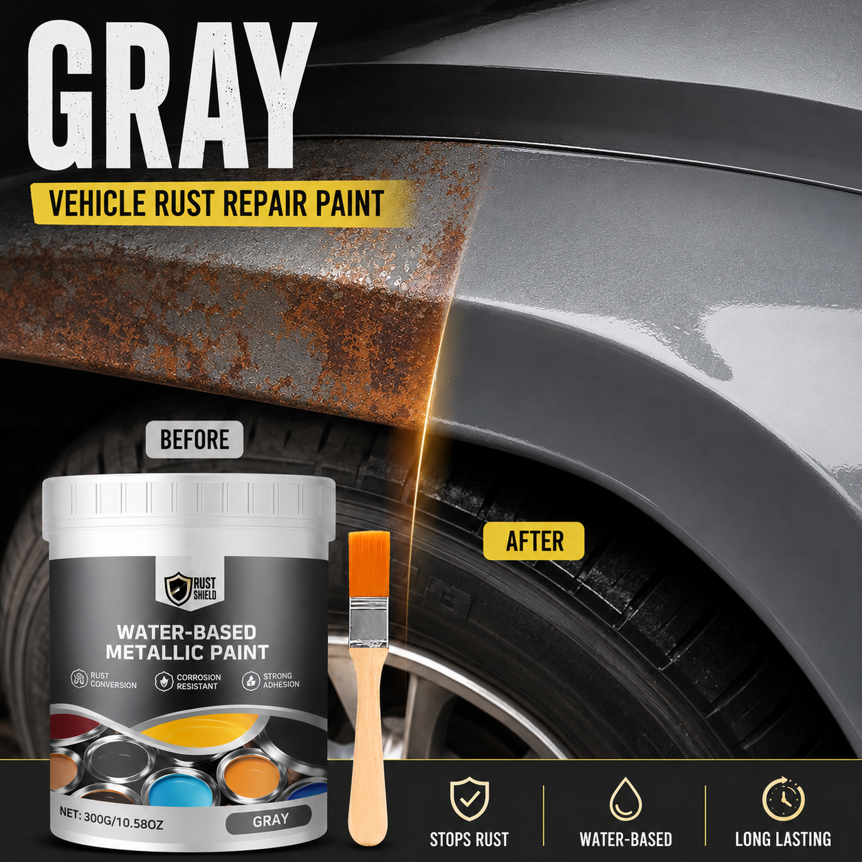 🔥Hot Sale 49% OFF🔥 Rust Converter & Metallic Paint – Stops Rust, Ready to Paint🛡️