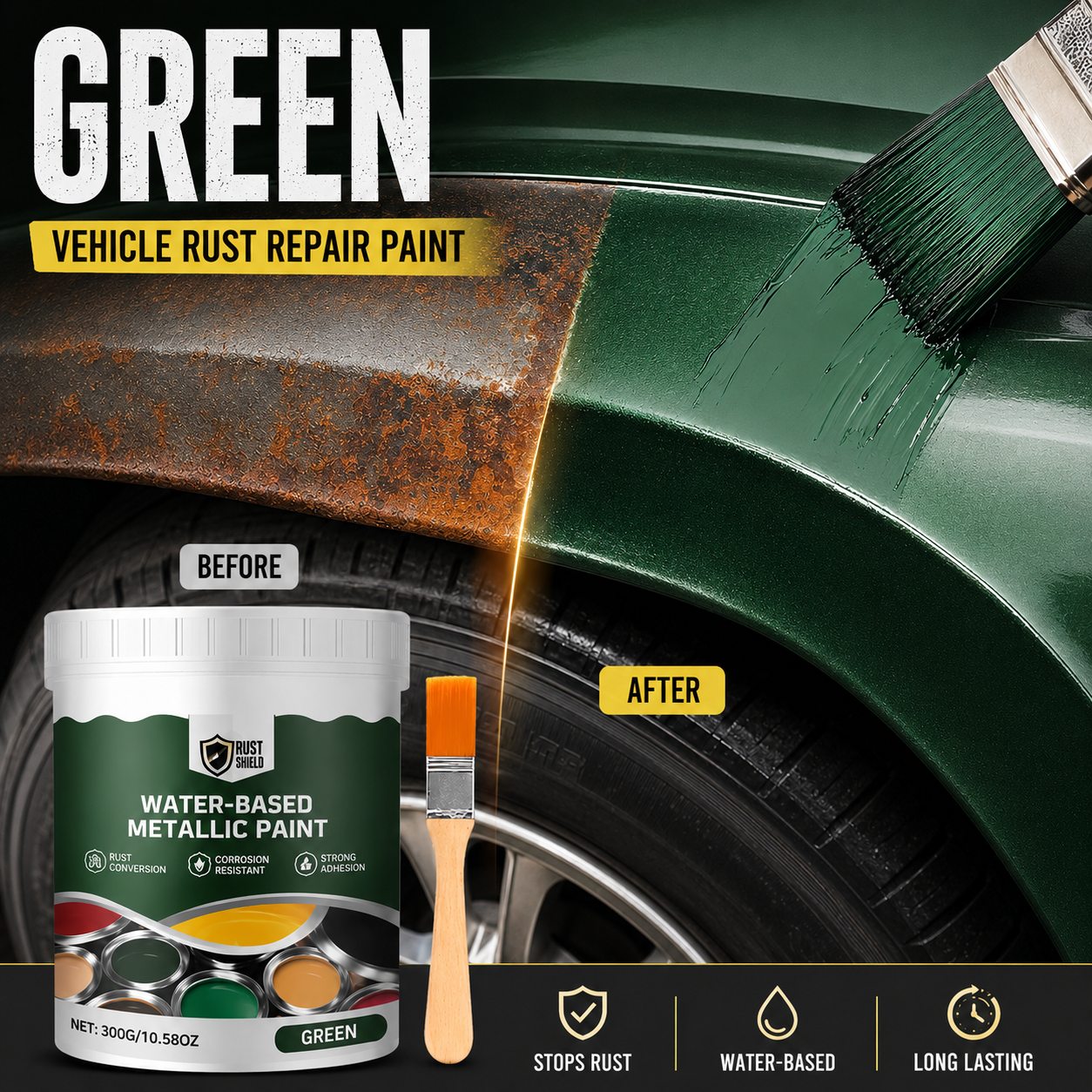 🔥Hot Sale 49% OFF🔥 Rust Converter & Metallic Paint – Stops Rust, Ready to Paint🛡️