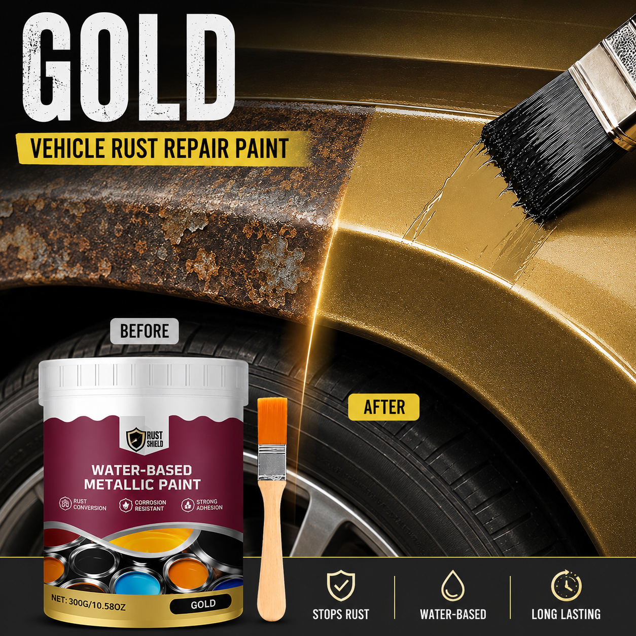 🔥Hot Sale 49% OFF🔥 Rust Converter & Metallic Paint – Stops Rust, Ready to Paint🛡️