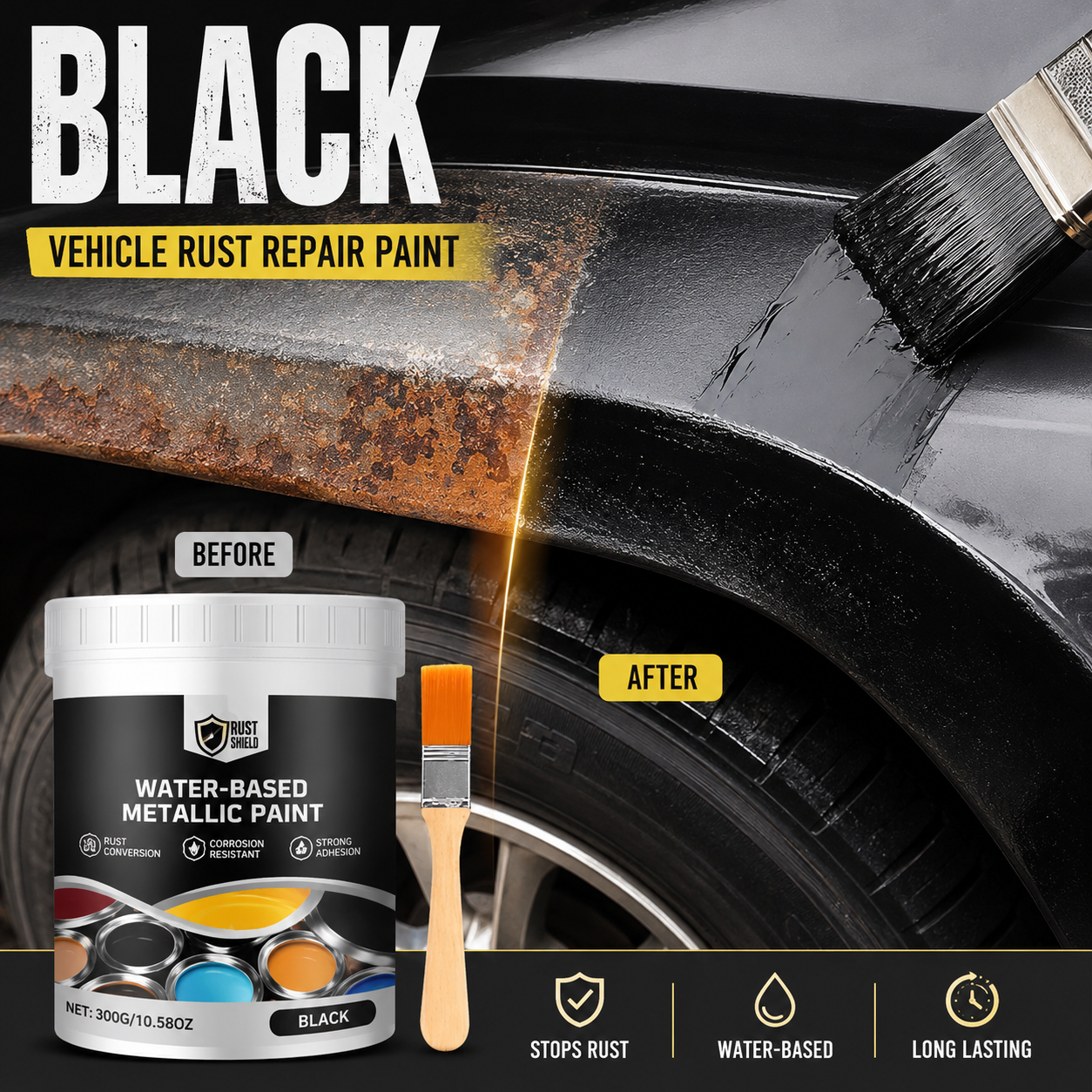 🔥Hot Sale 49% OFF🔥 Rust Converter & Metallic Paint – Stops Rust, Ready to Paint🛡️