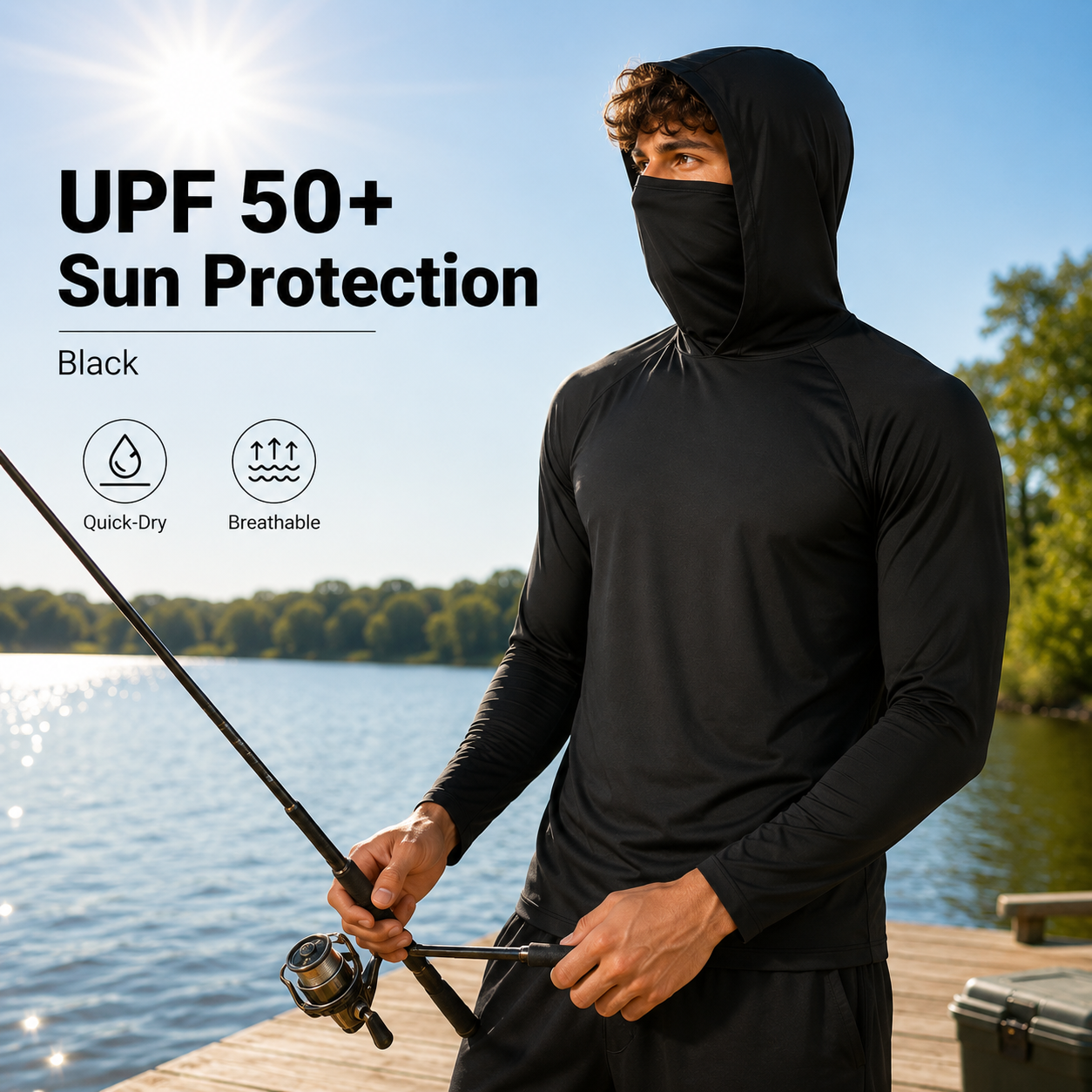 🏕️50K+ Sold⚡Men's UPF 50+ Cooling Hoodie – Soft, Breathable & UV Protection