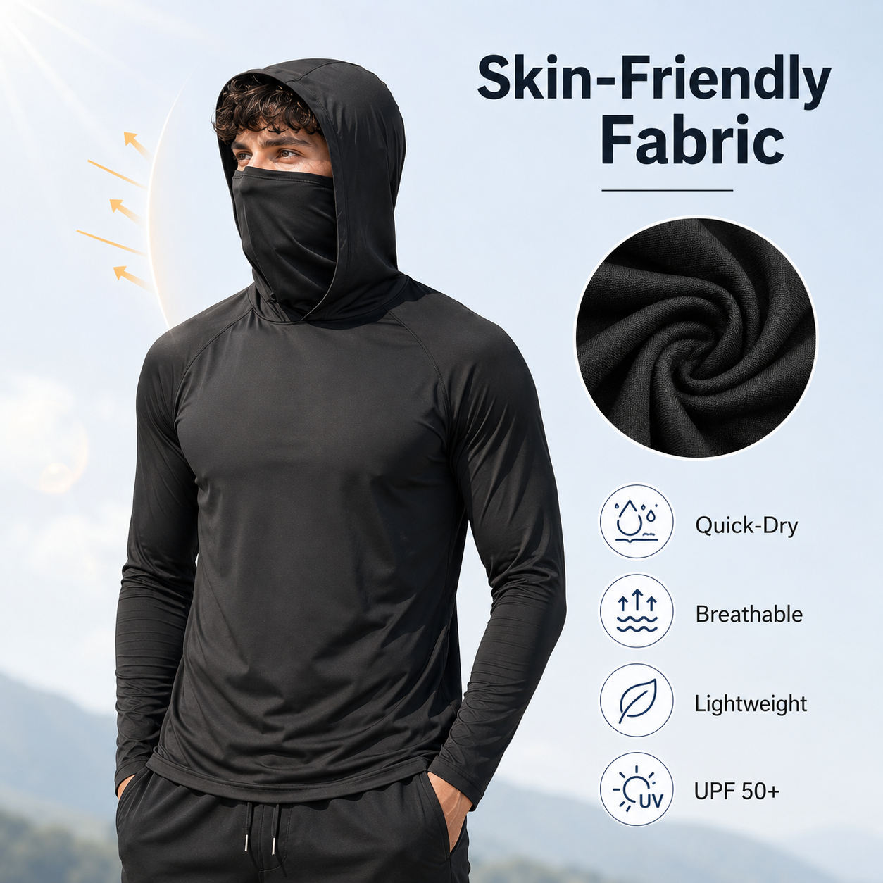 🏕️50K+ Sold⚡Men's UPF 50+ Cooling Hoodie – Soft, Breathable & UV Protection