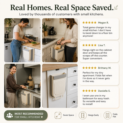 🗑️ LIMITED-TIME 50% OFF! 💫 Collapsible Hanging Trash Can for Kitchen Cabinet Door – Space-Saving Waste Bin (6L/11L)