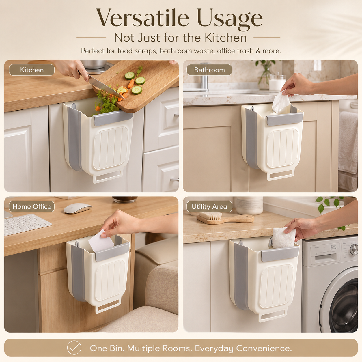 🗑️ LIMITED-TIME 50% OFF! 💫 Collapsible Hanging Trash Can for Kitchen Cabinet Door – Space-Saving Waste Bin (6L/11L)