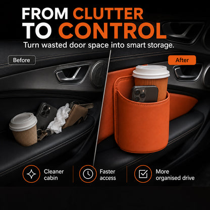 🚗🧺 50% OFF! Leather Car Door Cup Holder – Wide‑mouth opening, easy reach for drinks & phone