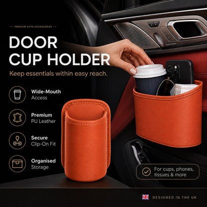 🚗🧺 50% OFF! Leather Car Door Cup Holder – Wide‑mouth opening, easy reach for drinks & phone