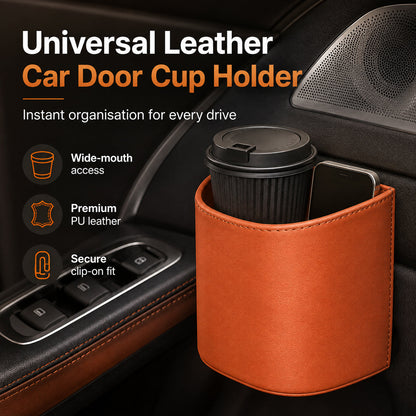 🚗🧺 50% OFF! Leather Car Door Cup Holder – Wide‑mouth opening, easy reach for drinks & phone