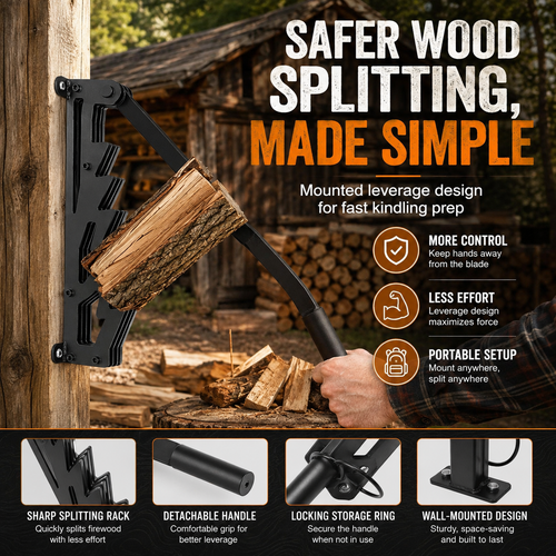 🪵 Wall-Mounted Kindling Splitter – Heavy Duty Firewood Splitter