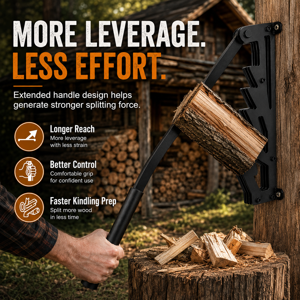 🪵 Wall-Mounted Kindling Splitter – Heavy Duty Firewood Splitter