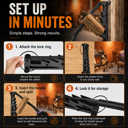 🪵 Wall-Mounted Kindling Splitter – Heavy Duty Firewood Splitter