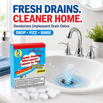 🔥50% OFF ❤️Powerful Cleaning Effervescent Tablets for Pipe, Fast Dissolve Hair Grease Clogs, Deodorizing Antibacterial Pipe Cleaner for Sink Toilet Floor Drain