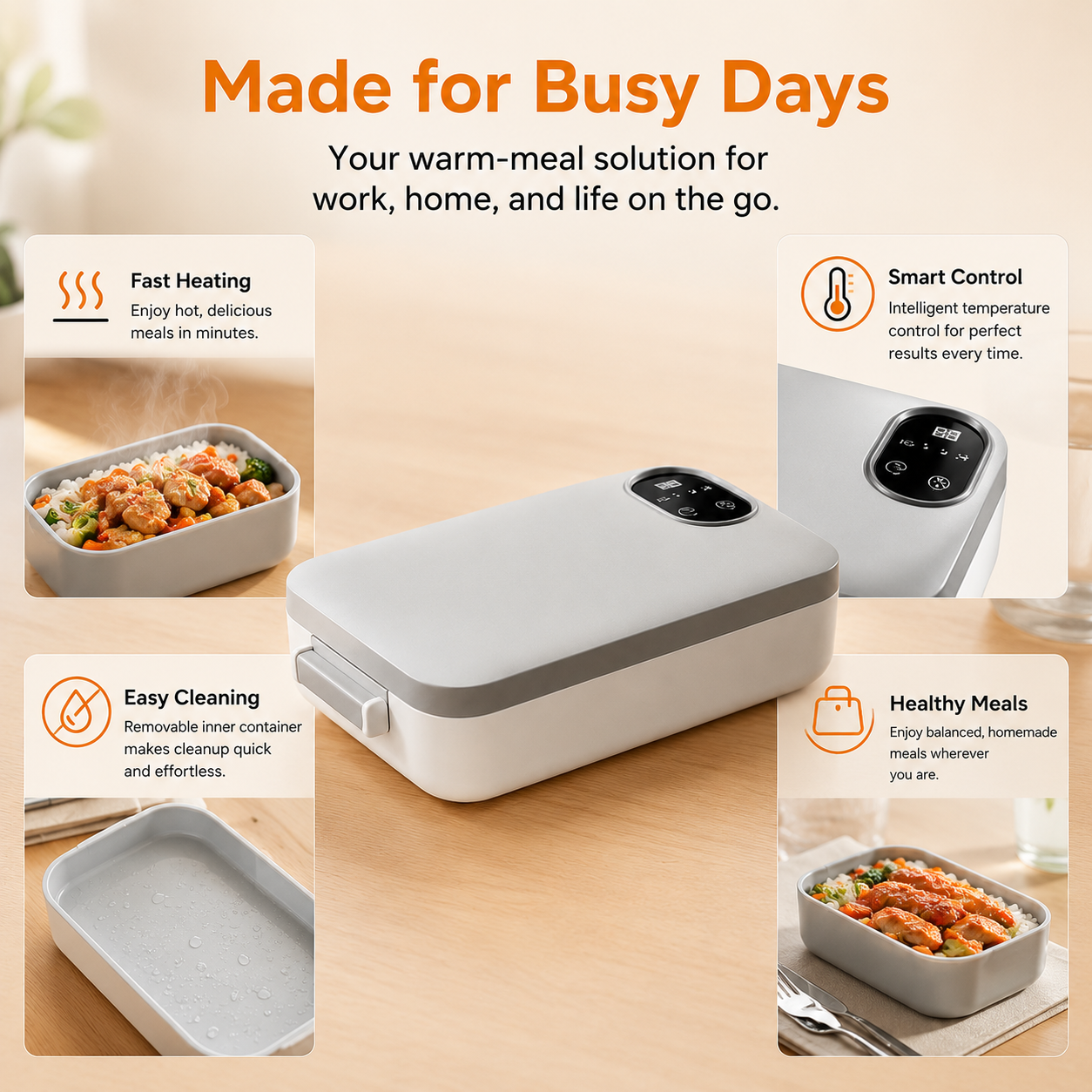 🍱⚡ Portable electric lunch box with self-heating 🔋🌡️