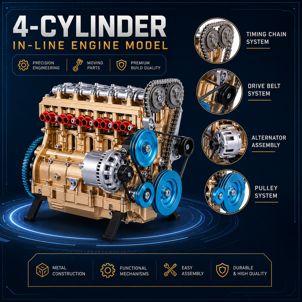 🏎️The Ultimate Desktop Masterpiece: Miniature V8 Small-Block Static Model Kit🛠️