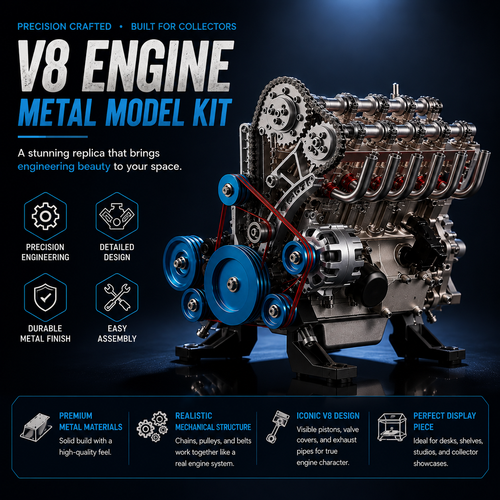 🏎️The Ultimate Desktop Masterpiece: Miniature V8 Small-Block Static Model Kit🛠️