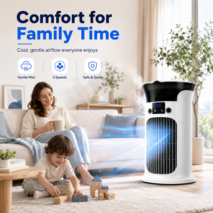❄️ 2026 Hot Sale | 3-in-1 Portable Air Cooler ❄️ Portable Mist Air Cooler with LED Night Light